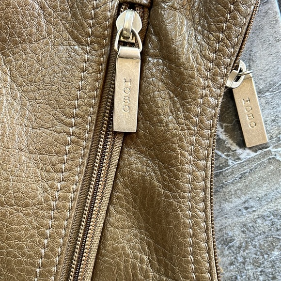 🤎 Hobo International Large Leather Tan / Gold / Grey Bag Long Strap - Picture 6 of 11